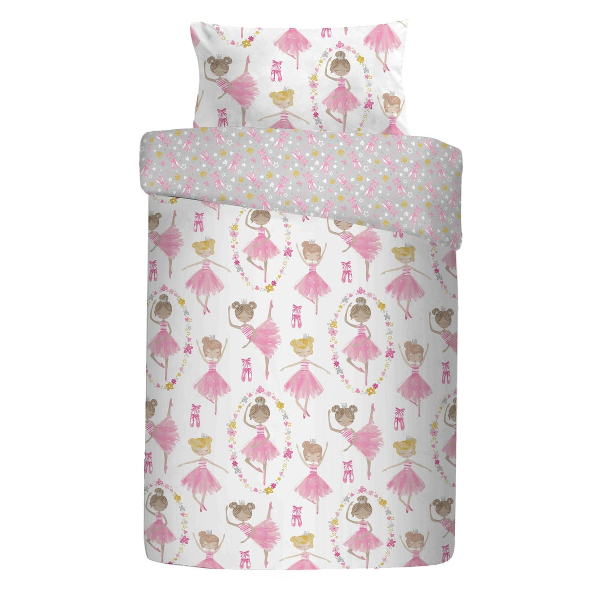 Ballet Dancer Kids Polycotton Duvet Cover Set Pink Single & Toddler Bedding - Ballet Dancer Duvet Cover Set In Pink 5