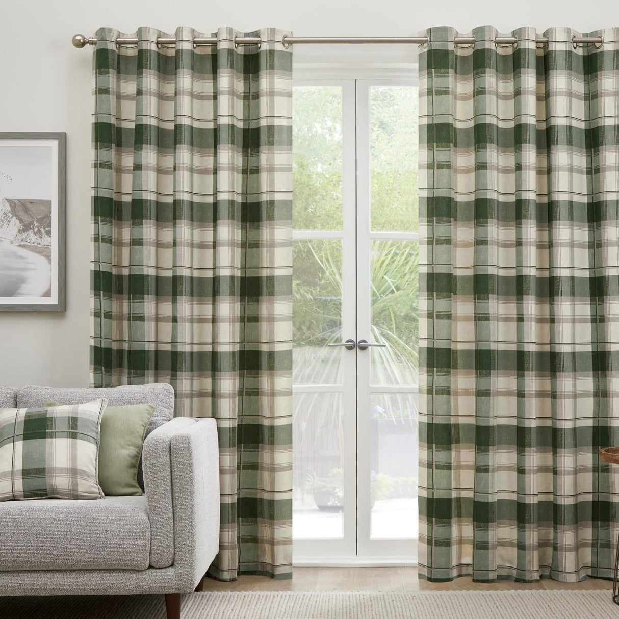 Balmoral Check Cushion Cover Cosy Tartan Pattern 43cm x 43cm - Bottle Green