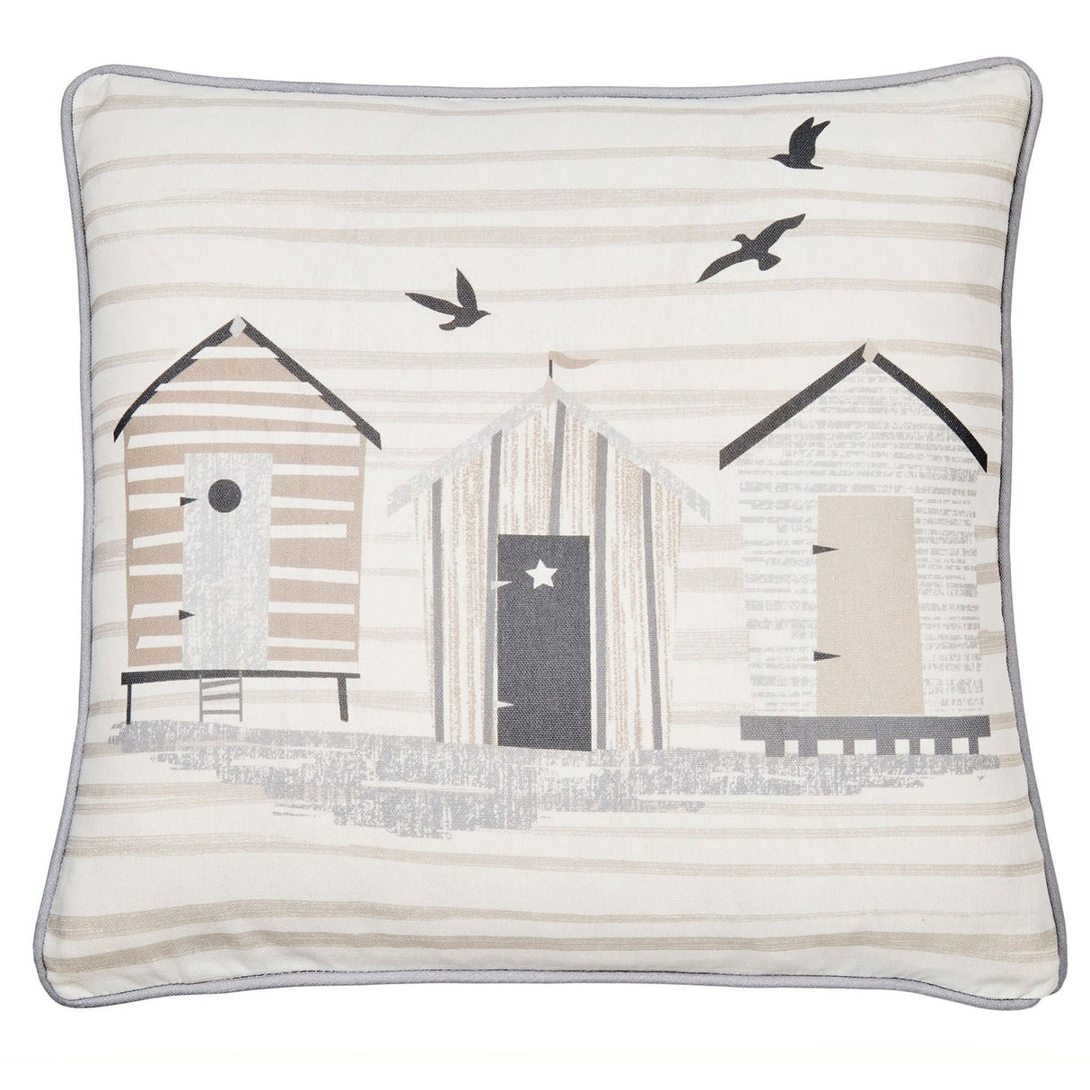 Beach Hut Outdoor Cushion Cover 43cm x 43cm - Natural - Beach Huts Outdoor Cushion In Natural 43 X 43Cm 3