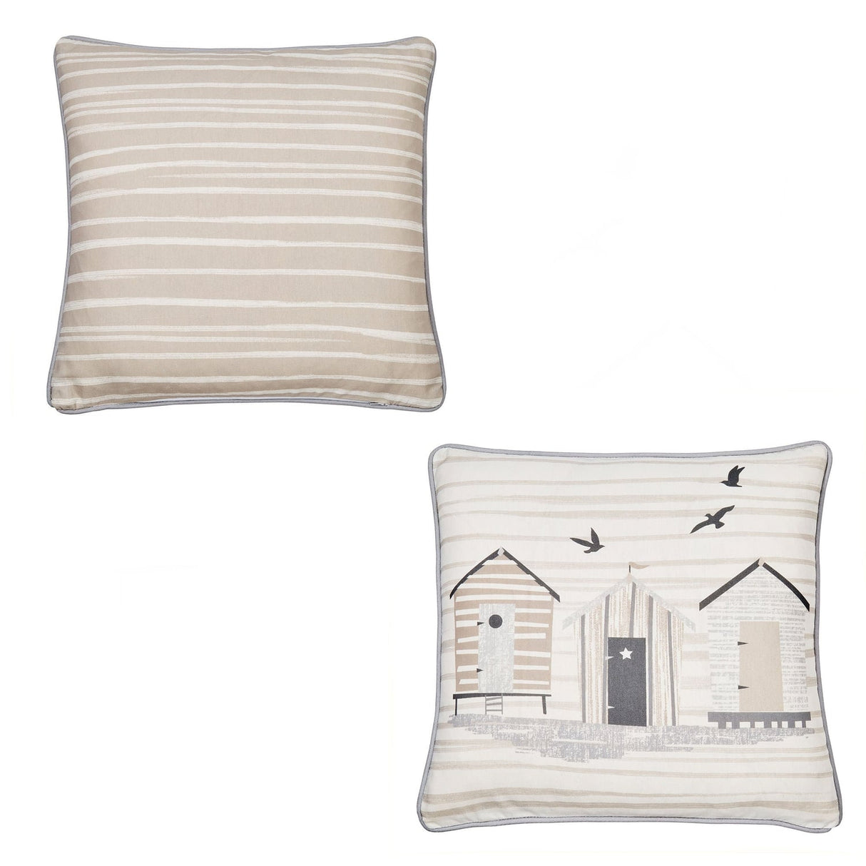 Beach Hut Outdoor Cushion Cover 43cm x 43cm - Natural - Beach Huts Outdoor Cushion In Natural 43 X 43Cm 5