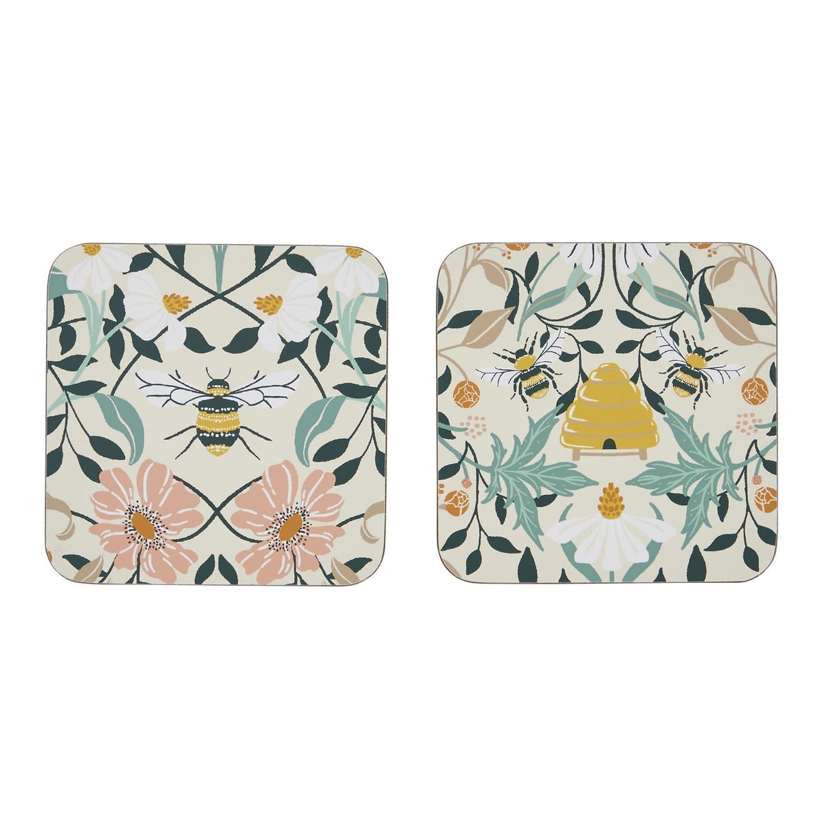 Ulster Weavers Bee Bloom Floral Coasters 4 Pack - Bee Bloom Coasters 4 Pack In Yellow 3