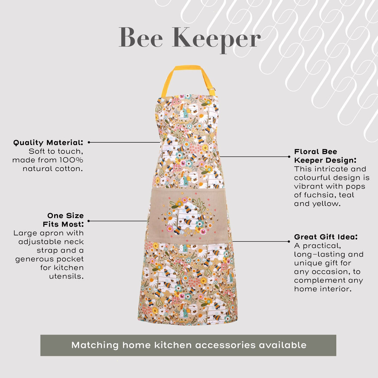 Ulster Weavers Bee Keeper Luxury 100% Cotton Apron - Bee Keeper Cotton Apron In Natural 2