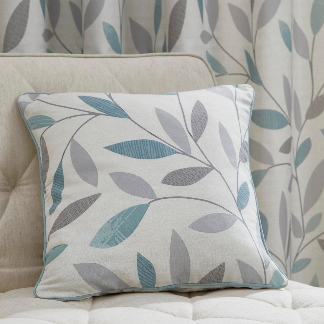 Beechwood Patterned 100% Cotton Duck Egg Cushion Cover 43cm x 43cm ( 43cm x 43cm )