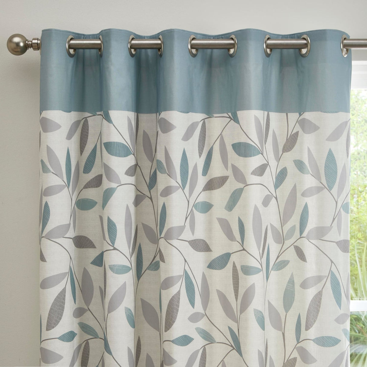 Beechwood Eyelet Curtains - Duck Egg Light Filtering Printed - Beechwood Eyelet Curtains In Duck Egg 2