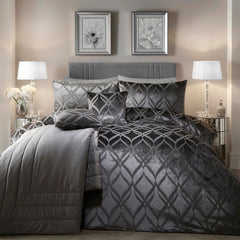 Belfort Slate Velvet Duvet Cover Bedding Set