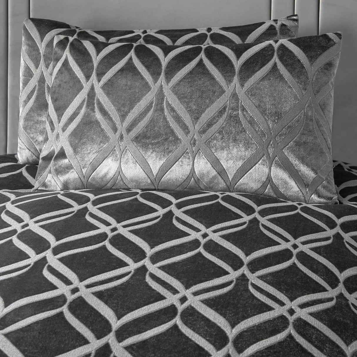 Belfort Velvet Duvet Cover Set - Slate - Belfort Duvet Cover Set In Slate 3