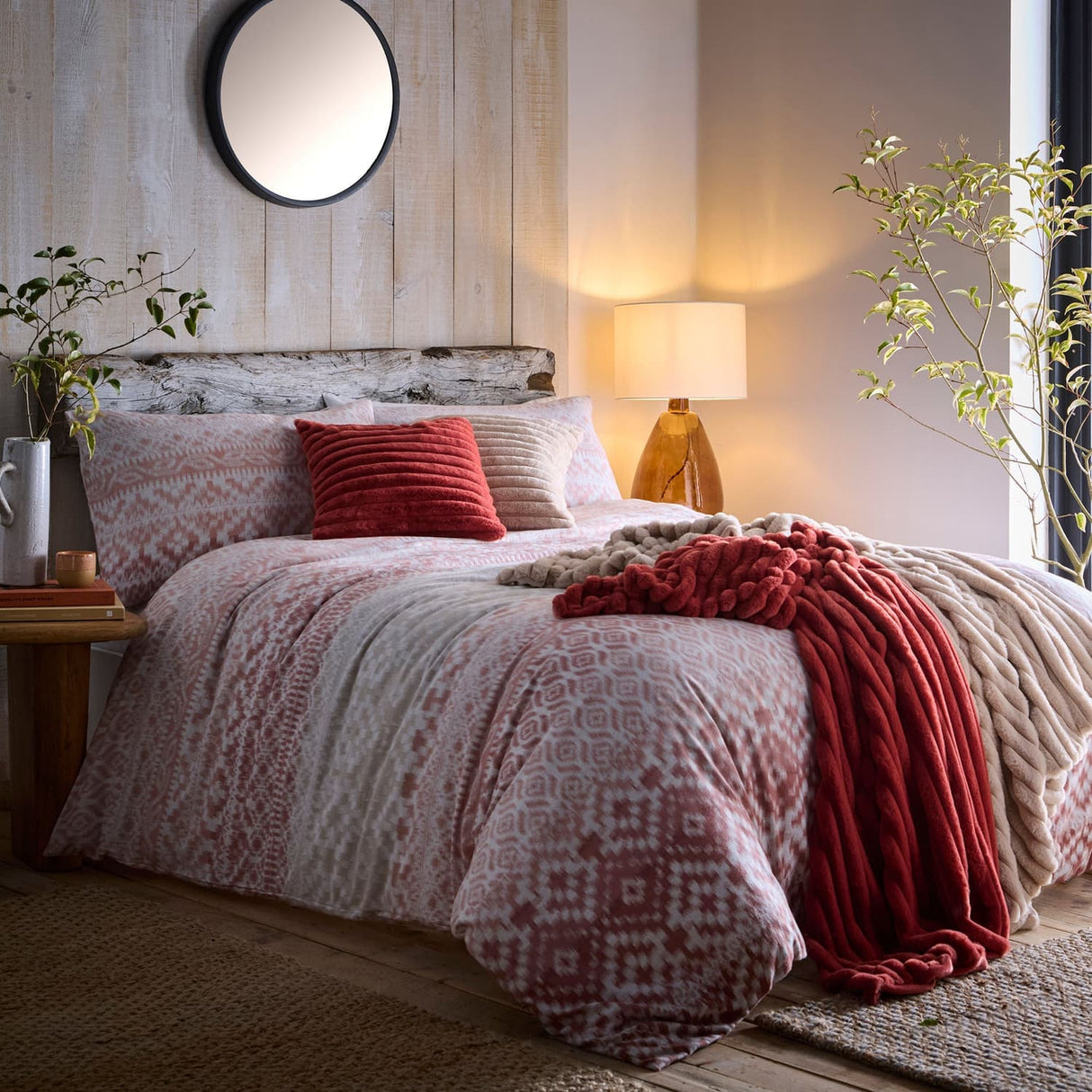 Bergen Flannelette Brushed Cotton Duvet Cover Set - Terracotta - Bergen Duvet Cover Set In Terracotta 4