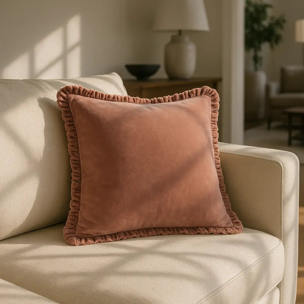 Bertie 100% Cotton Velvet Rosewood Cushion Cover or Filled Cushion 45cm x 45cm