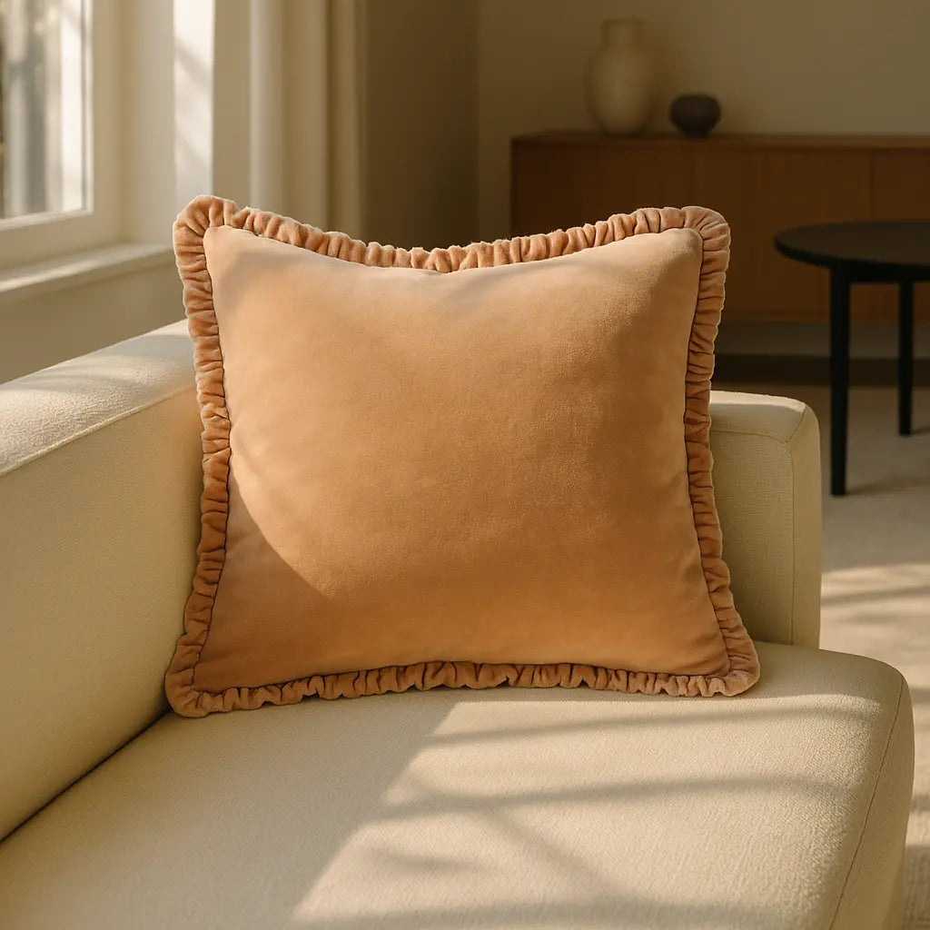 Bertie 100% Cotton Velvet Cashew Cushion Cover or Filled Cushion 45cm x 45cm