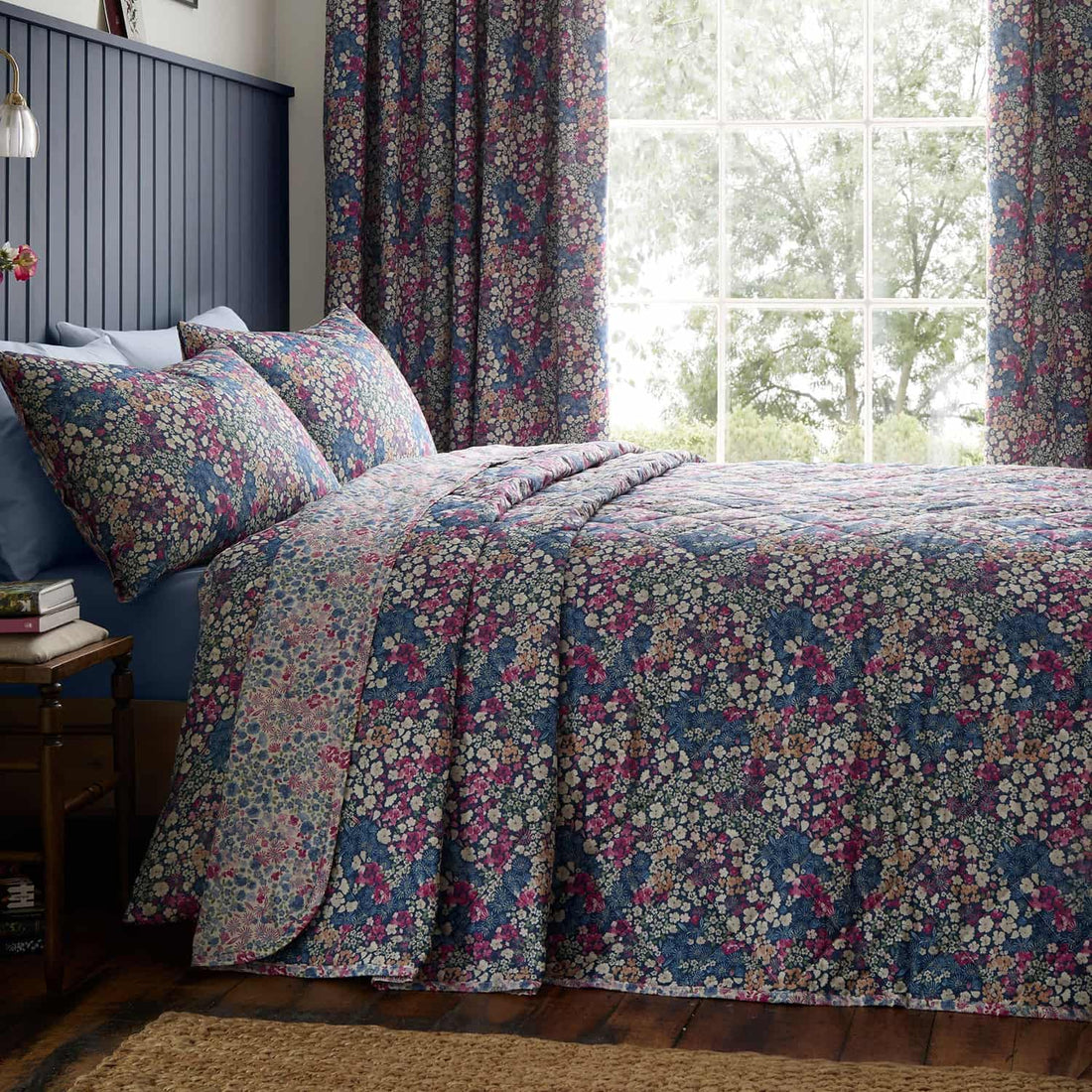 Bessie Polycotton Quilted Bedspread 200cm x 230cm - Navy