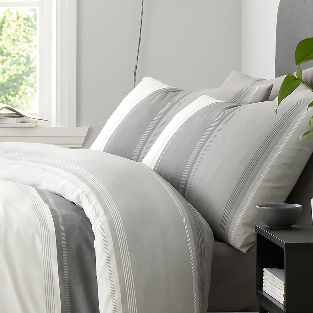 Betley Polycotton Duvet Cover Set - Grey - Betley Duvet Cover Set In Grey 2