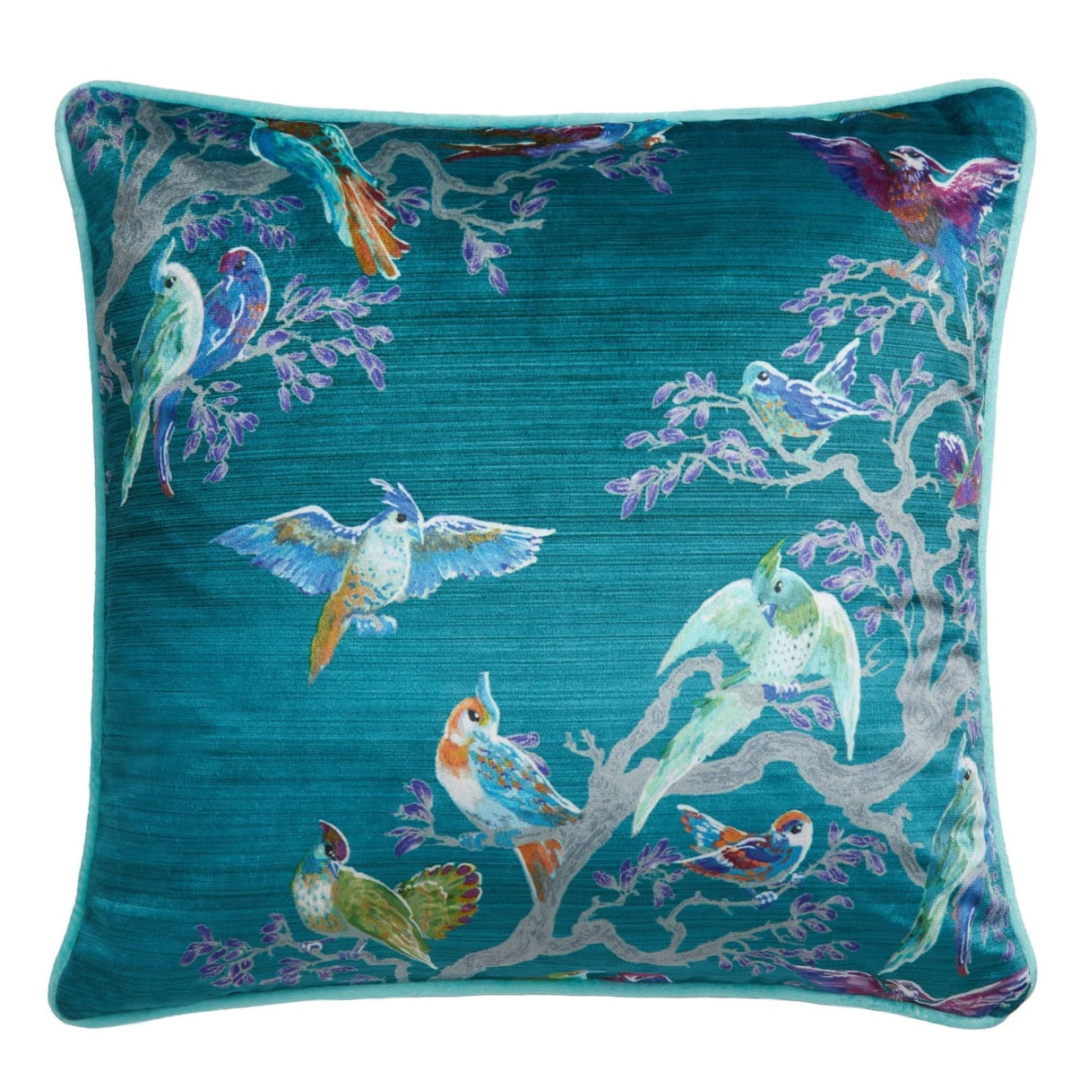 Laurence Llewelyn-Bowen Birdity Absurdity Blue Pink Cushion Cover 43cm x 43cm - Blue - Birdity Absurdity Cushion In Blue 43 X 43Cm 2