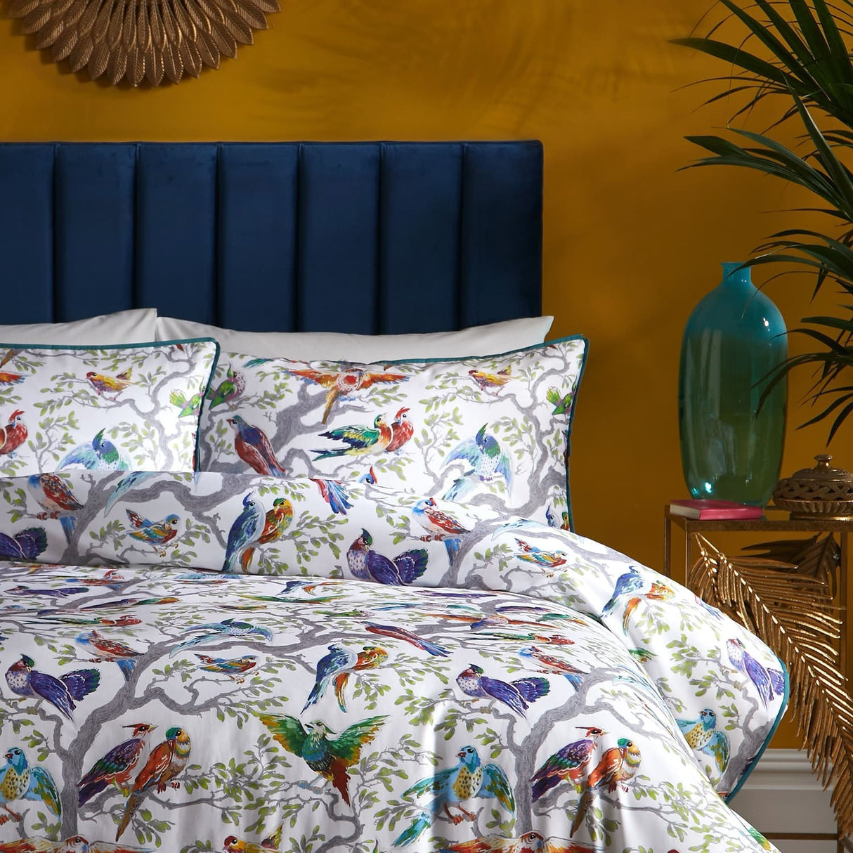 Laurence Llewelyn-Bowen Birdity Absurdity Yellow Cotton Duvet Cover Set - Multicolour - Birdity Absurdity Duvet Cover Set In Multicolour 2
