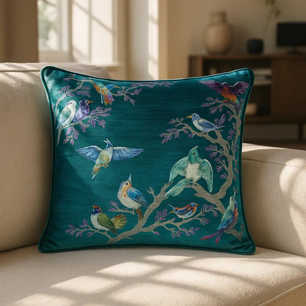 Laurence Llewelyn-Bowen Birdity Absurdity Blue Pink Cushion Cover 43cm x 43cm 2
