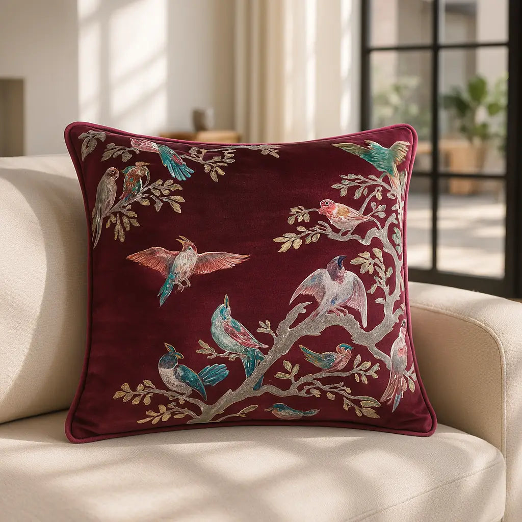 Laurence Llewelyn-Bowen Birdity Absurdity Blue Pink Cushion Cover 43cm x 43cm