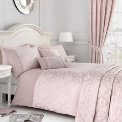 Blossom Jacquard Floral Woven Pink Duvet Cover Bedding Set