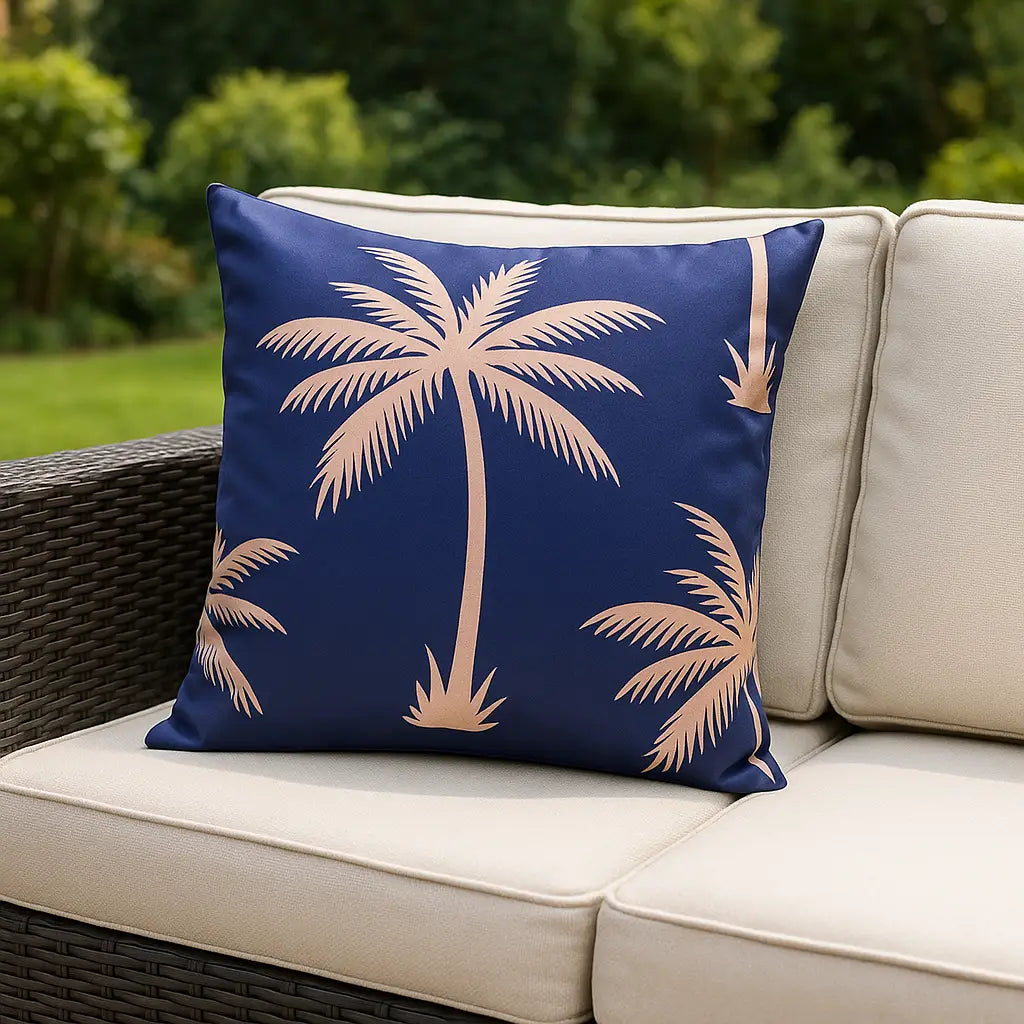 Blue Palm Outdoor Cushion Cover by Alan Symonds