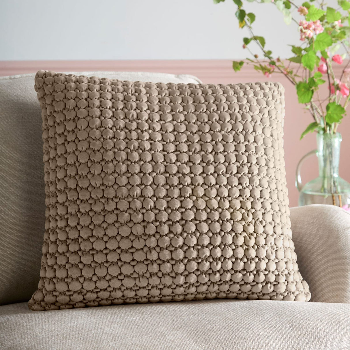 Bobble Textured Filled Cushion / Cover 55 x 55cm 22" x 22" - Natural