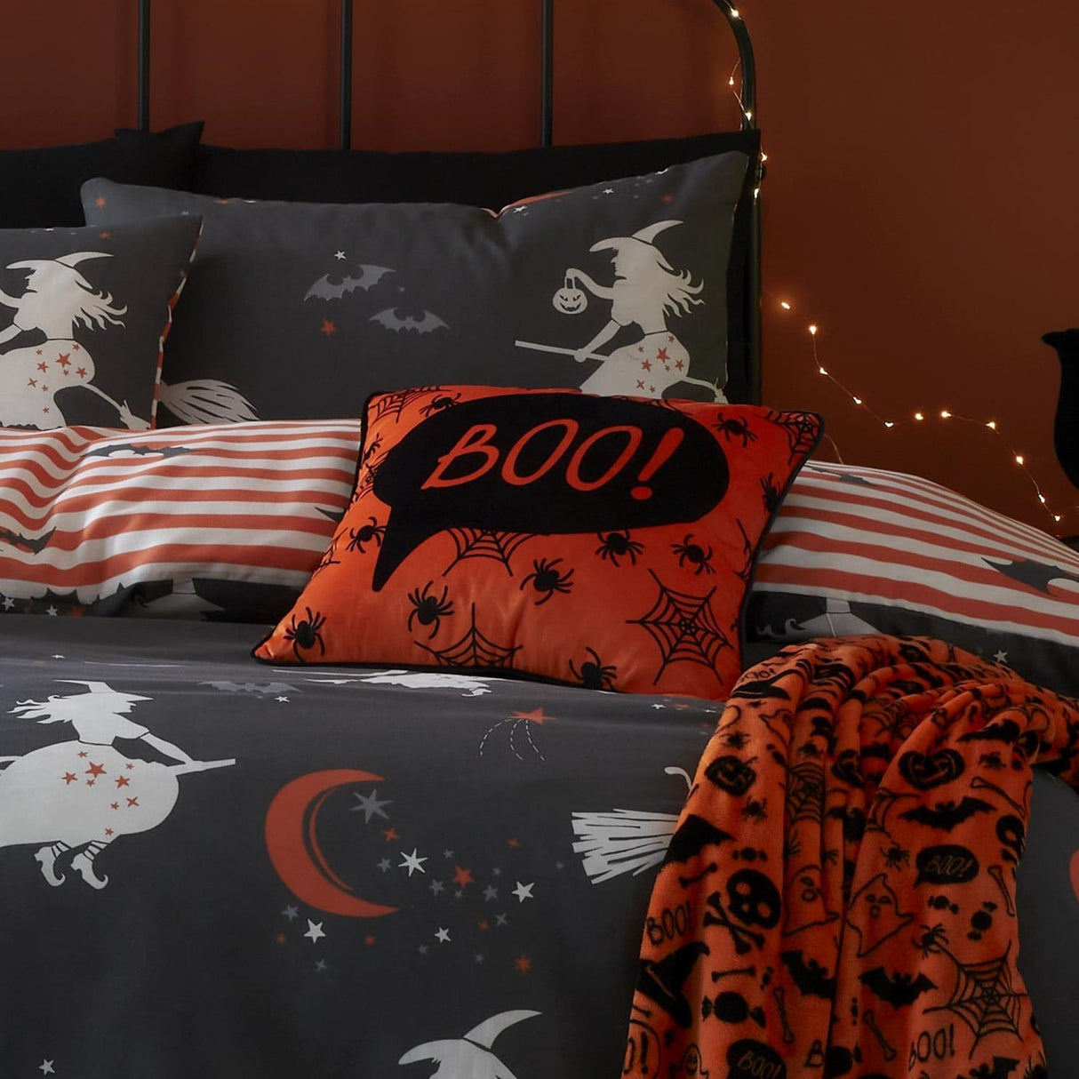 Boo! Halloween Orange Cushion Cover 43cm x 43cm - Orange - Boo Halloween Cushion In Orange 43 X 43Cm 4