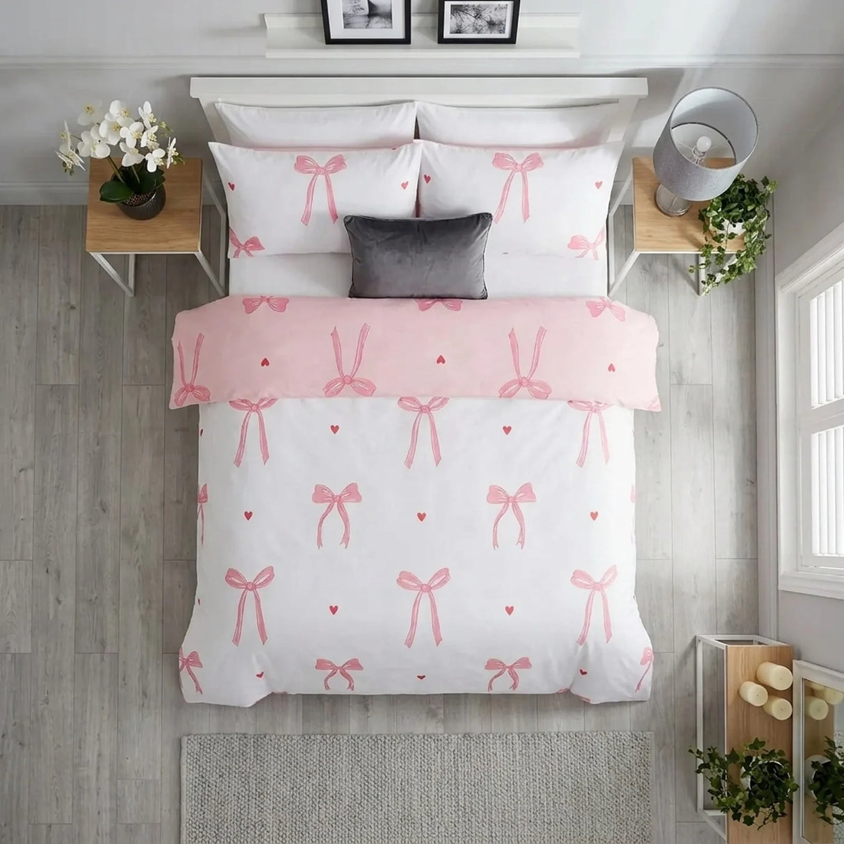 Bows Pink Duvet Cover Bedding Set-5