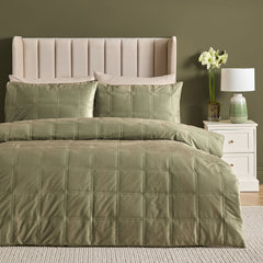 Brighton Square Geometric Green Duvet Cover Bedding Set