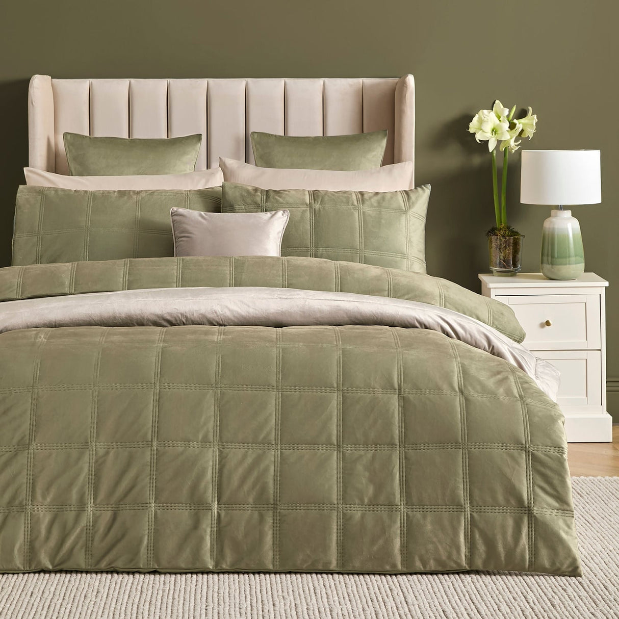 Brighton Square Geometric Duvet Cover Set - Green - Brighton Square Duvet Cover Set In Green 4