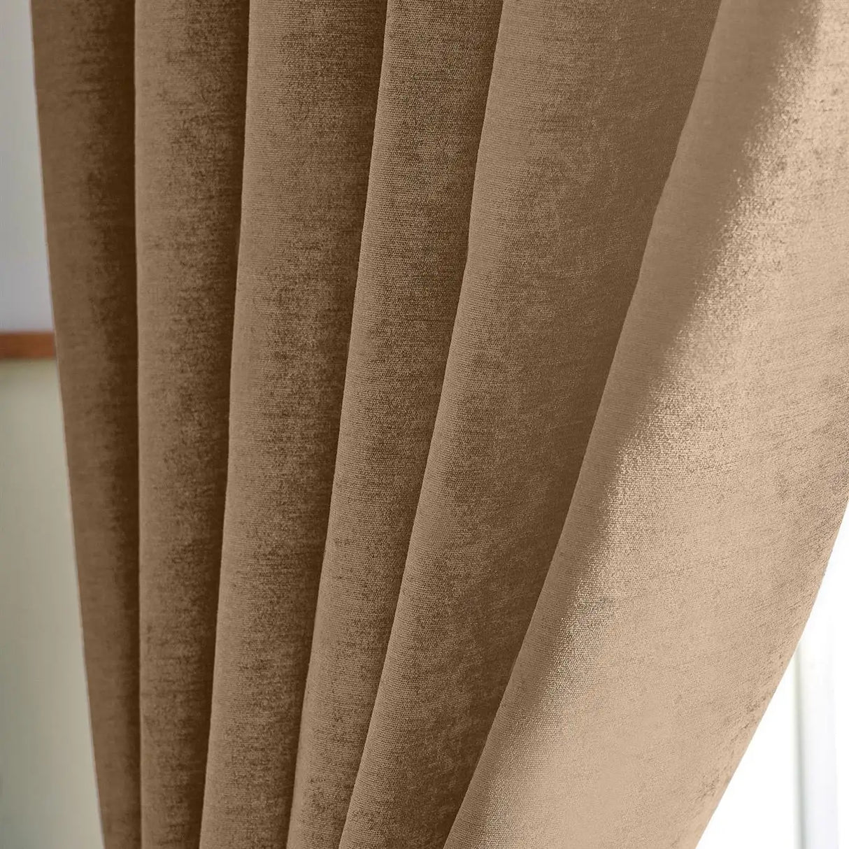 Alan Symonds Chenille Blackout Eyelet Ring Top Curtains in Beige - Image 2