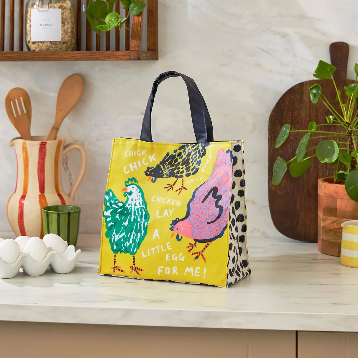 Chick Chicken Canvas Shoulder Bag in Yellow