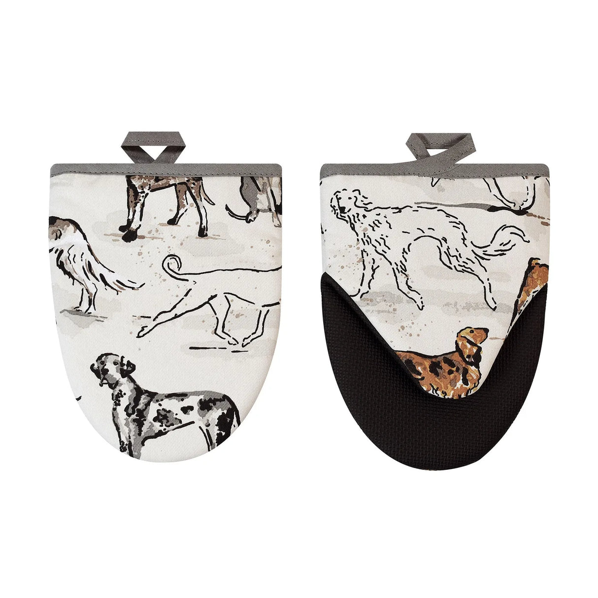 Country Dogs Microwave Mitts Pair in Brown