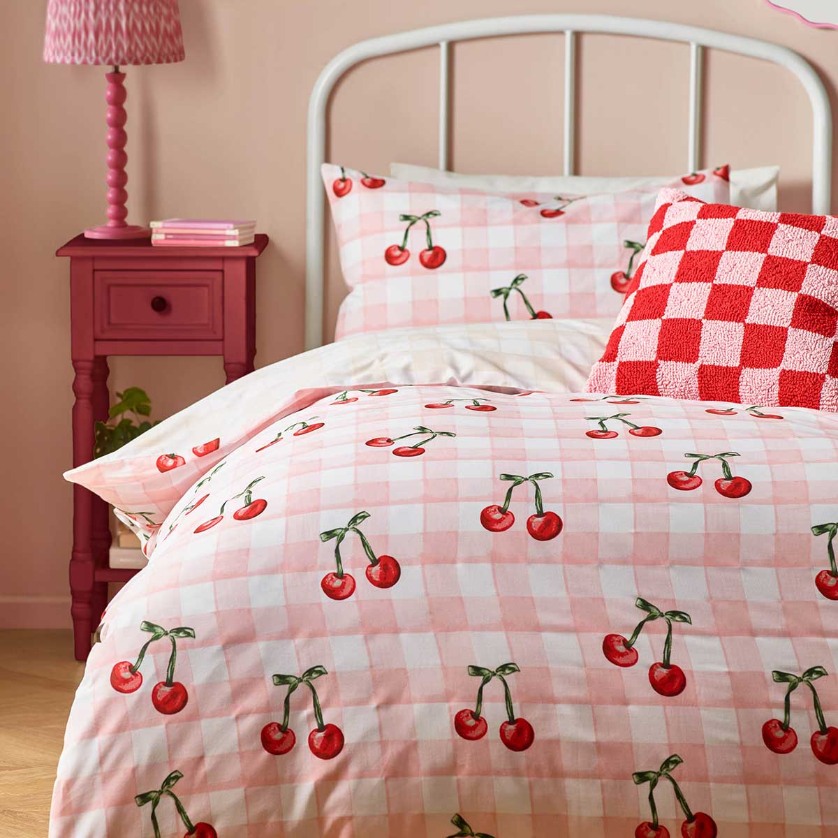 Cherry Gingham Duvet Cover Set by Heya Home