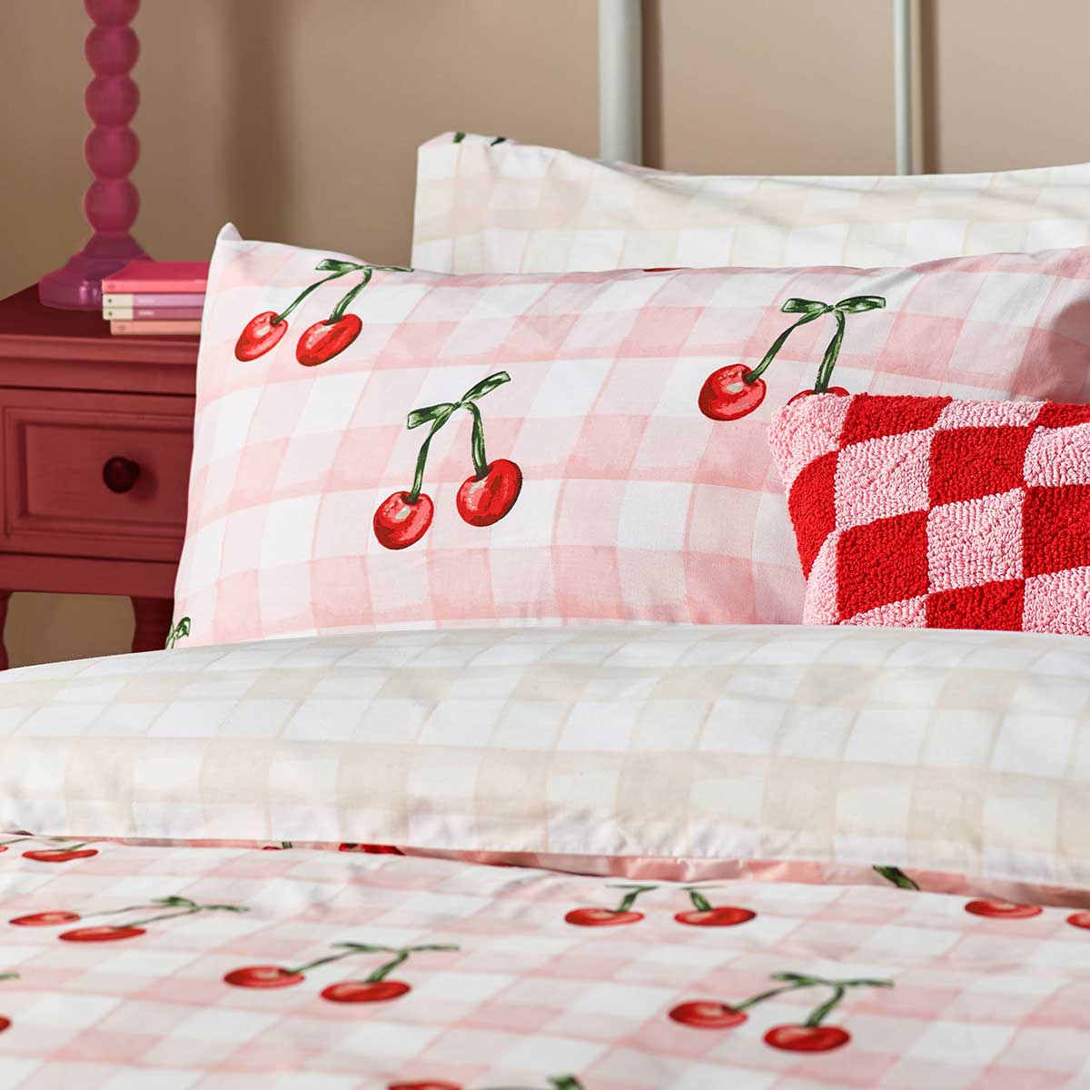 Cherry Gingham Duvet Cover Set by Heya Home