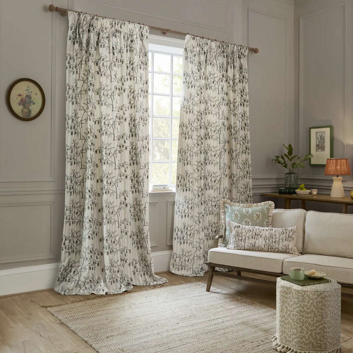 Chinese Lanterns Tape Top Pencil Pleat Curtains by Sanderson
