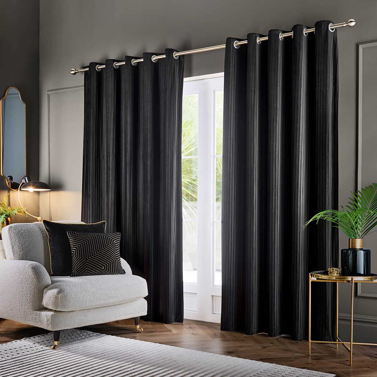 Corinthian Lined Eyelet Curtains by Paoletti