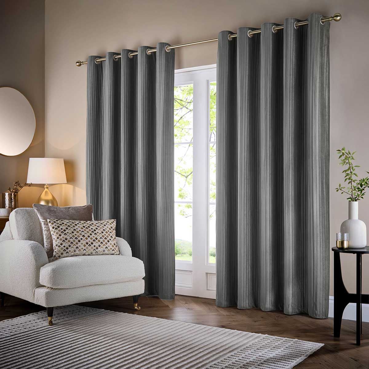 Corinthian Lined Eyelet Curtains by Paoletti