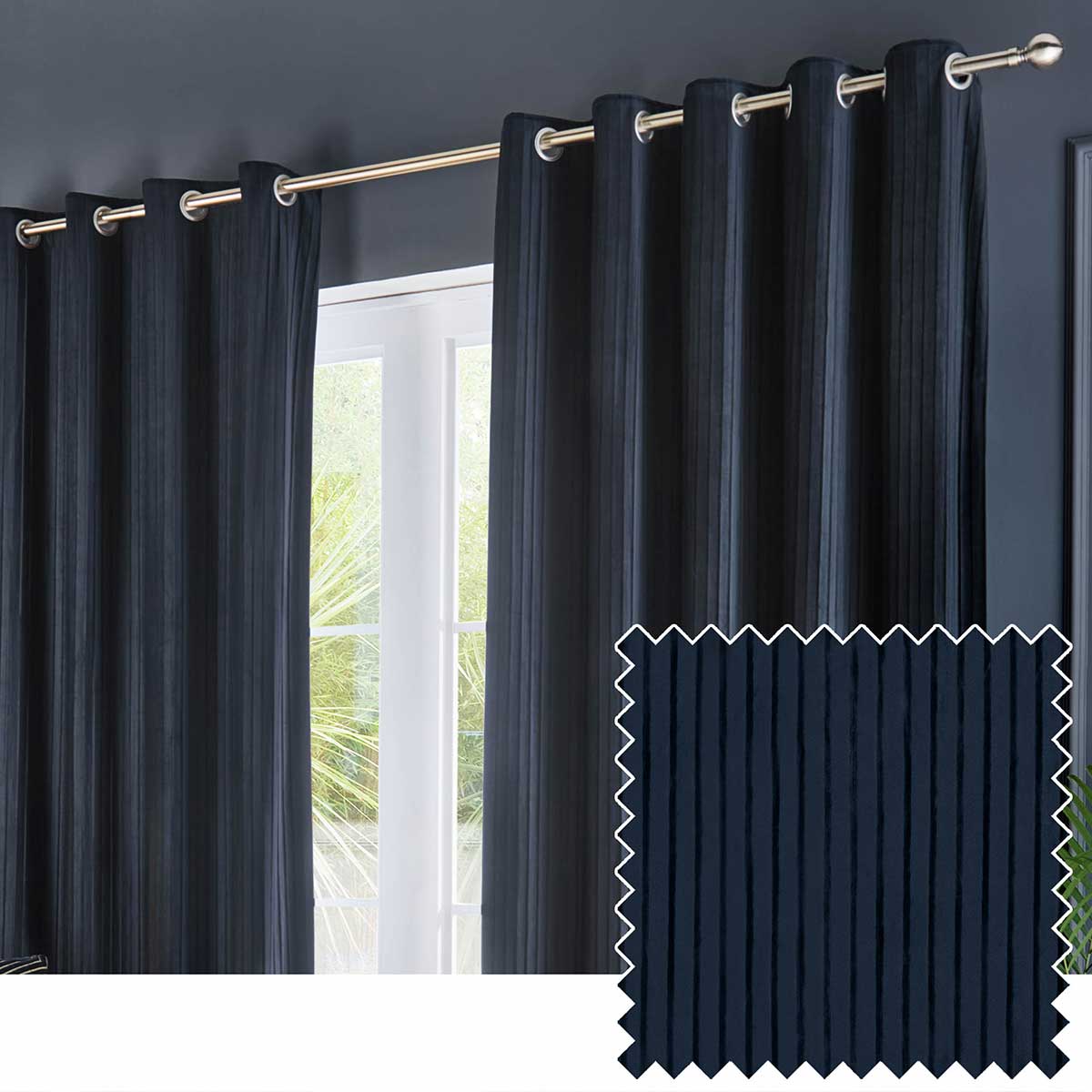 Corinthian Lined Eyelet Curtains by Paoletti