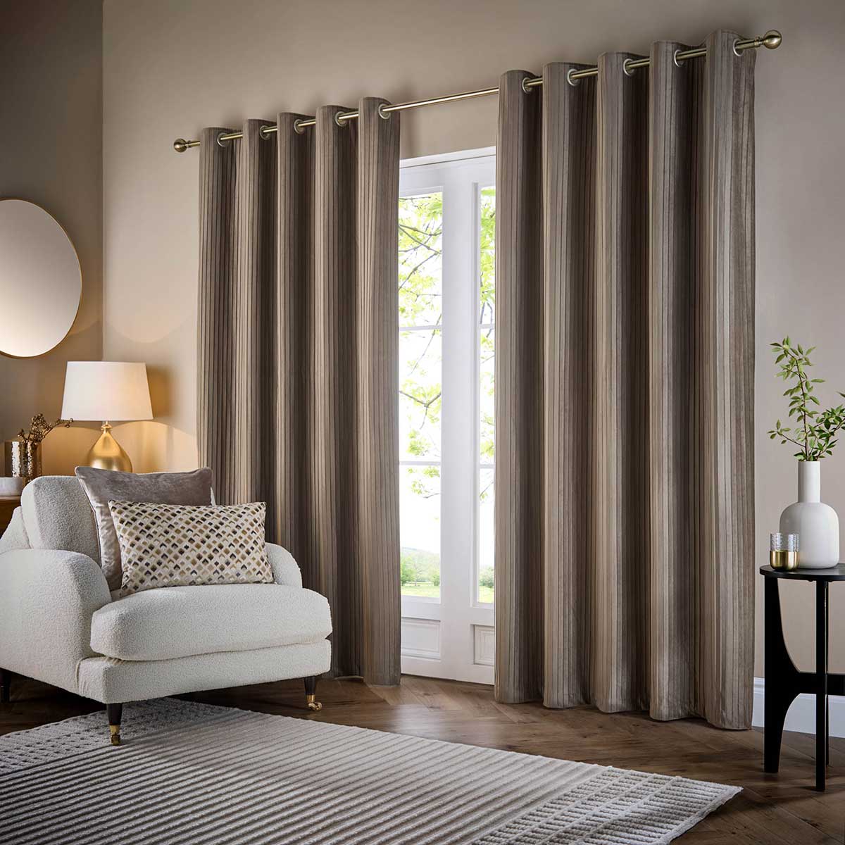 Corinthian Lined Eyelet Curtains by Paoletti