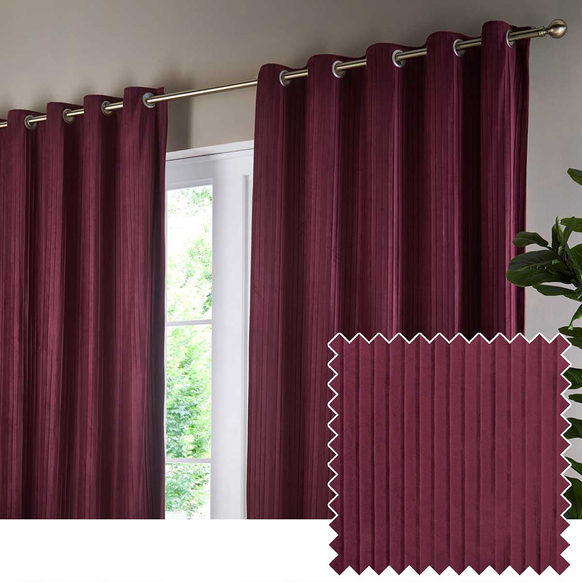 Corinthian Lined Eyelet Curtains by Paoletti