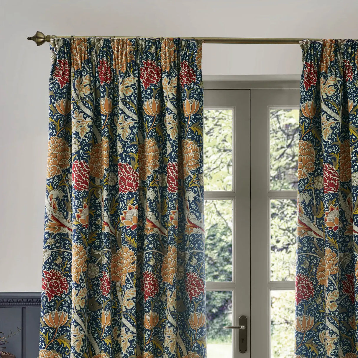 Cray Tape Top Pencil Pleat Curtains by Morris & Co
