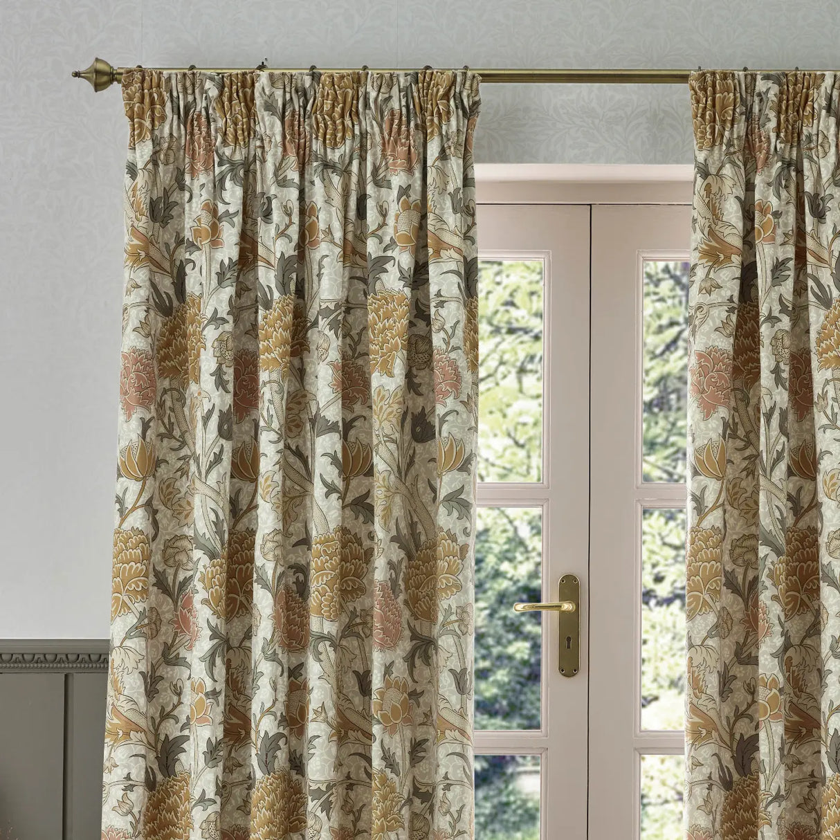 Cray Tape Top Pencil Pleat Curtains by Morris & Co