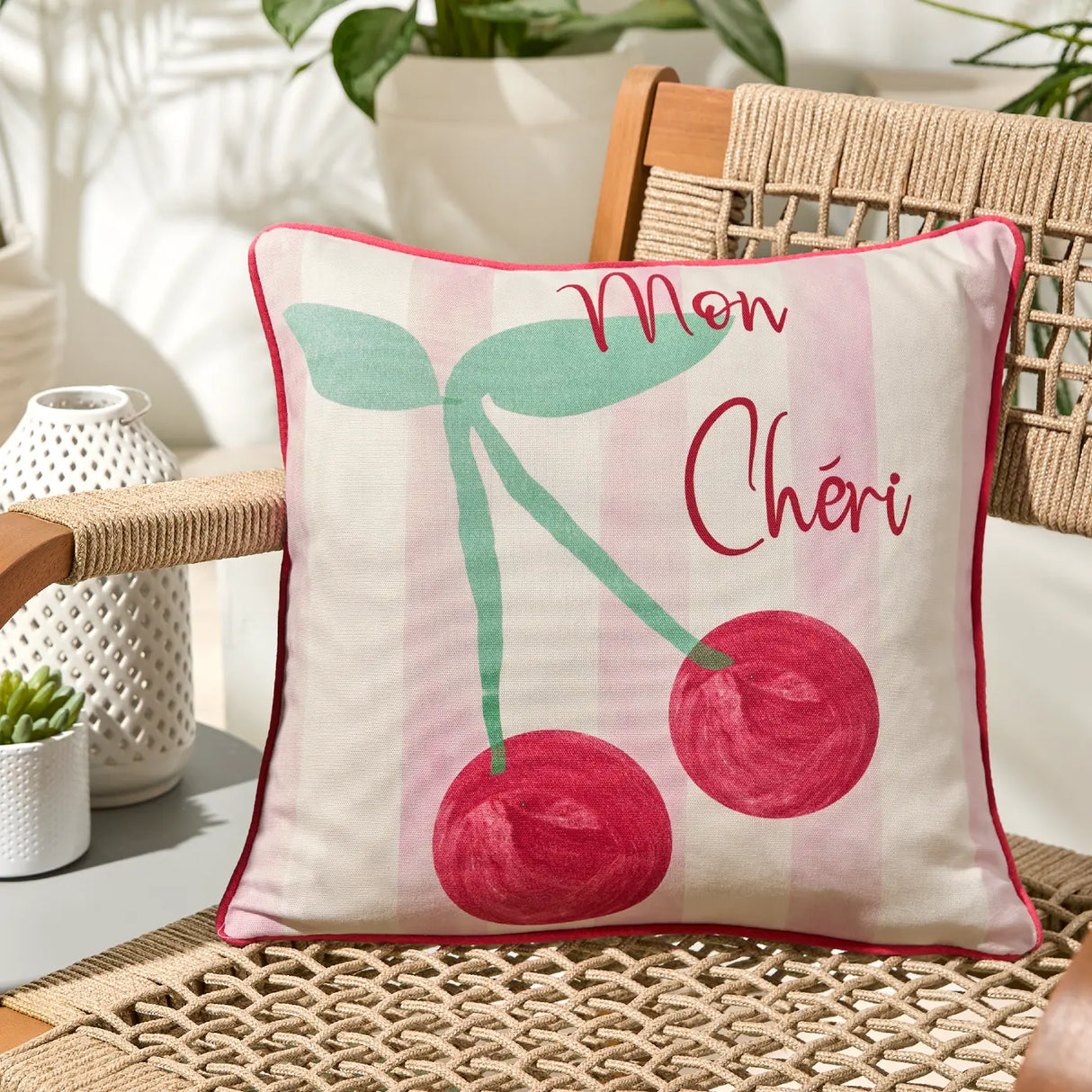 Fusion Cherry Outdoor Garden Filled Cushion 43 x 43cm