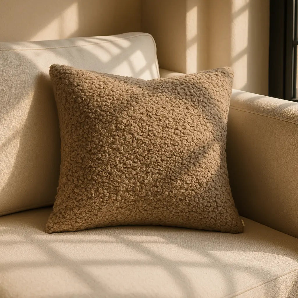 Cabu Textured Boucle Taupe Cushion Cover 45cm x 45cm