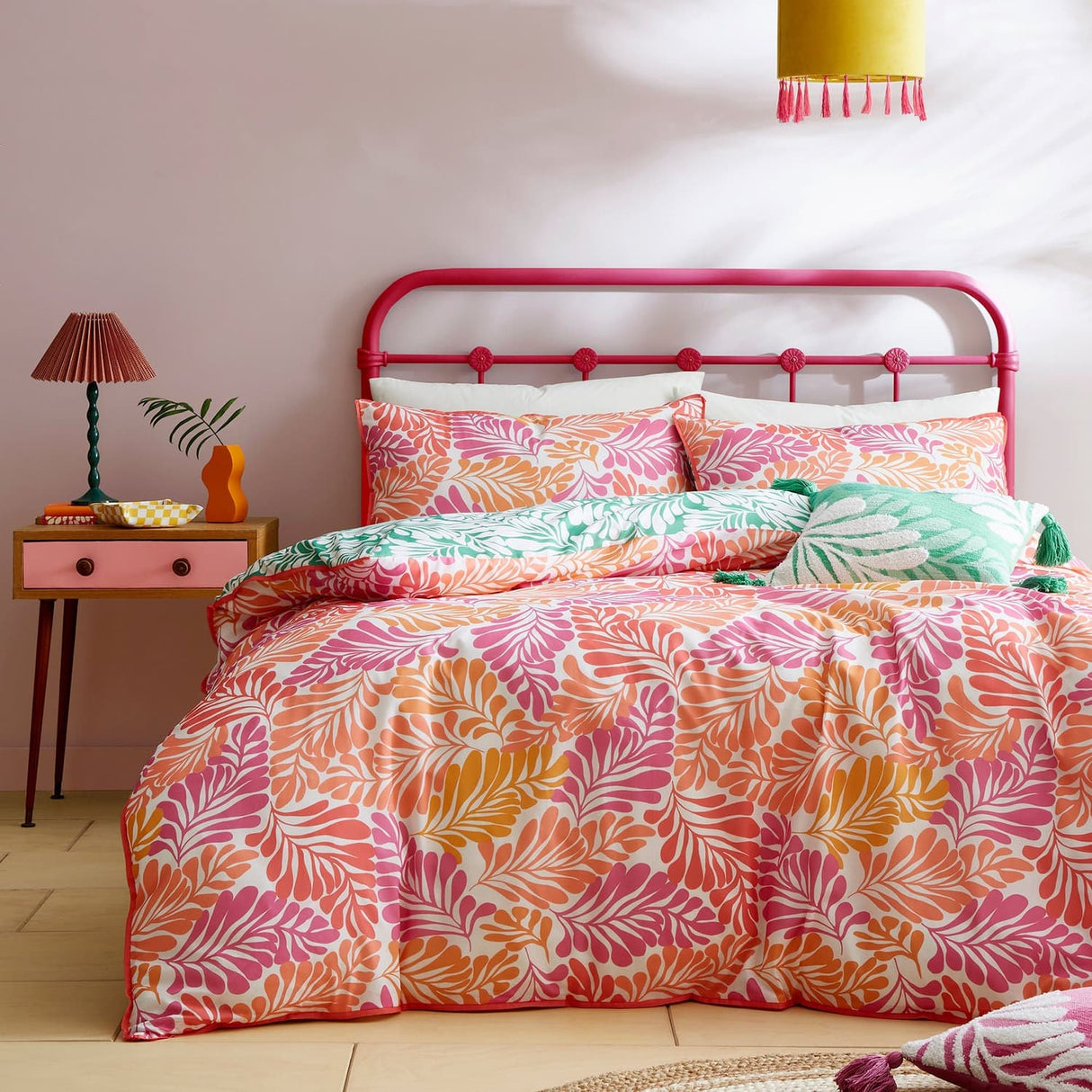 Carmen 100% Cotton Duvet Cover Set - Pink - Carmen Duvet Cover Set In Pink 4