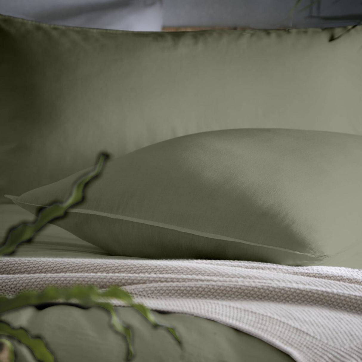 Cassia Cotton Duvet Cover Set - Khaki - Cassia Duvet Cover Set In Khaki 4