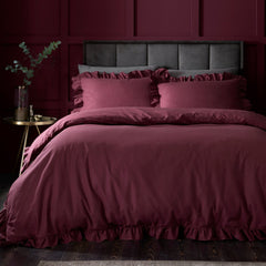 Cassia Frill Berry 100% Cotton Duvet Cover Bedding Set