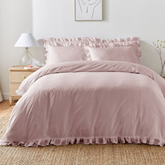 Cassia Frill Lavender 100% Cotton Duvet Cover Bedding Set