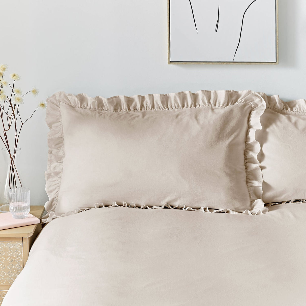 Cassia Frill 100% Cotton Duvet Cover Set - Natural - Cassia Frill Duvet Cover Set In Natural 2