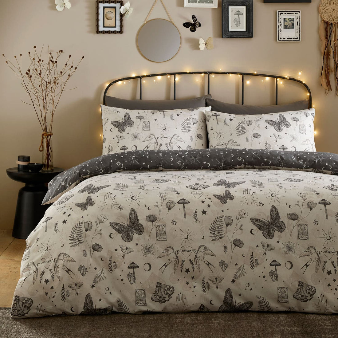 Celeste Polycotton Duvet Cover Set - Grey