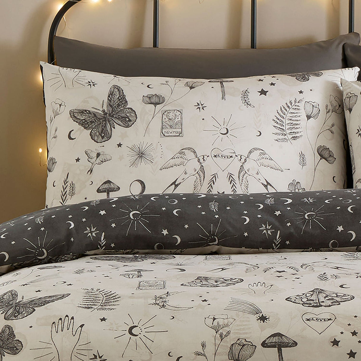 Celeste Polycotton Duvet Cover Set - Grey - Celeste Duvet Cover Set In Grey 2