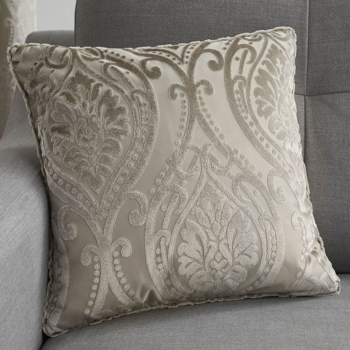 Chateau Jacquard Cushion Cover 43cm x 43cm (17" x 17") - Natural - Chateau Cushion In Natural 43 X 43Cm 2