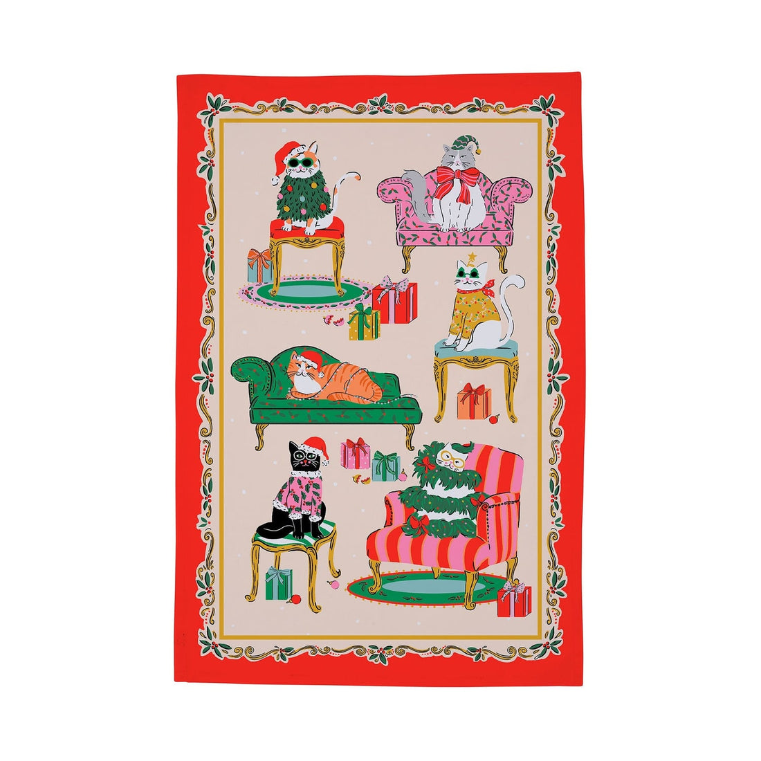 Ulster Weavers Christmas Cool Cats 100% Cotton Tea Towel